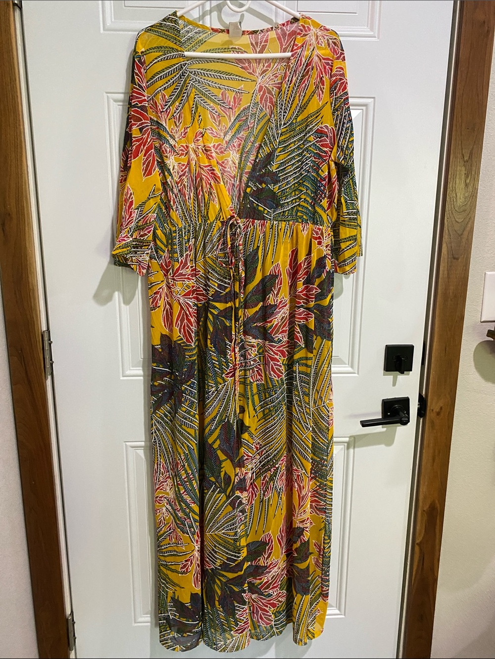 Women's Yellow Tropical Print Lightweight Cardigan